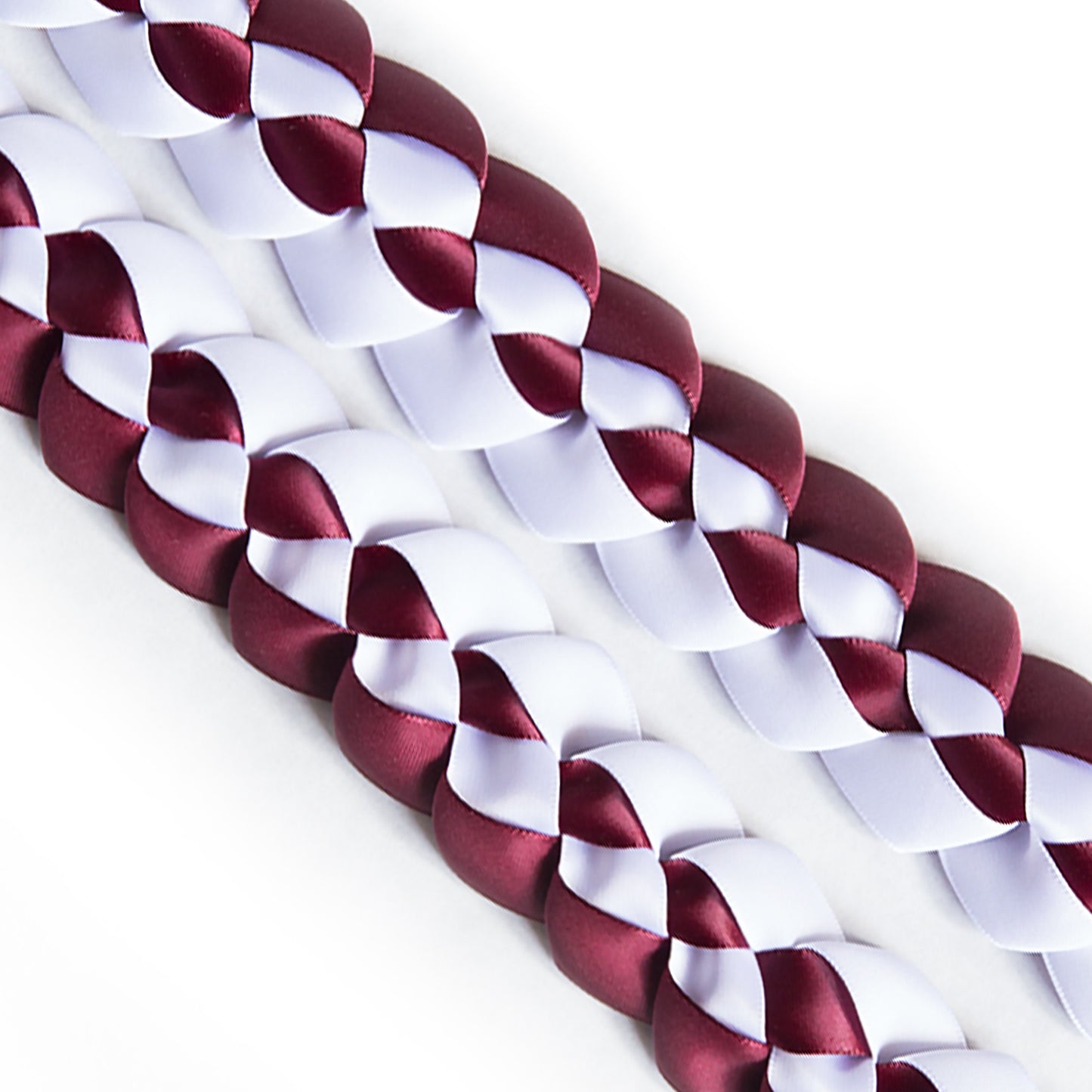 Ribbon Lei - Maroon & White