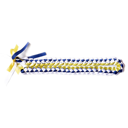 Ribbon Lei - Royal Blue & White & Yellow