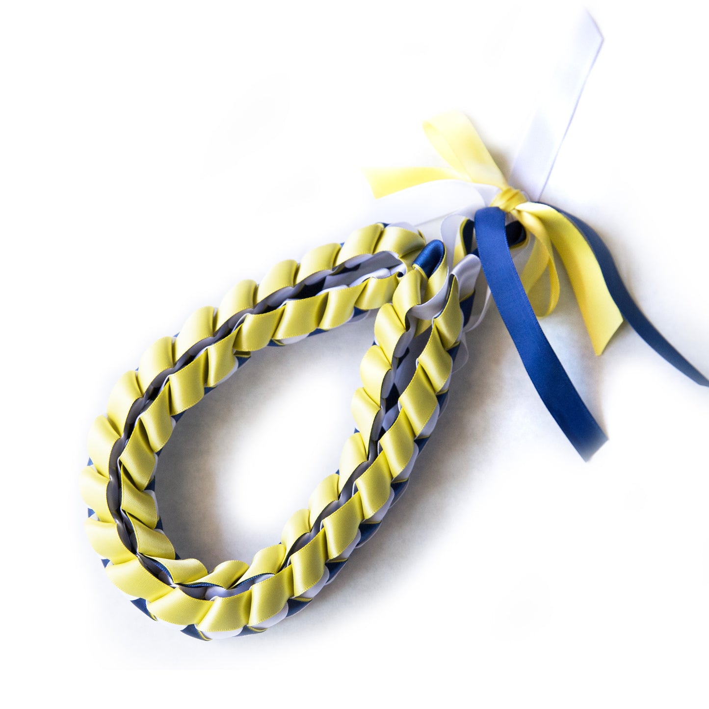 Ribbon Lei - Royal Blue & White & Yellow