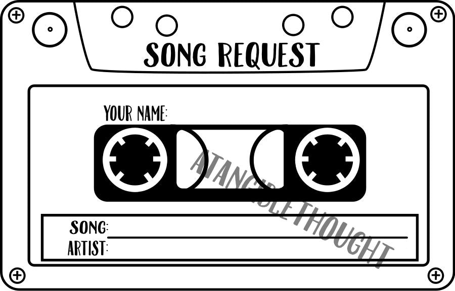 Karaoke Song Request Cards - Tape Cassette - Sheet of 12 [PDF, Digital Download]