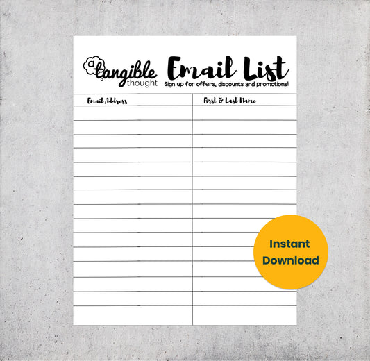 Cursive Email List Sign Up Form [PDF, Digital Download]