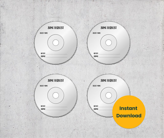 Karaoke Song Request Cards - CD - Sheet of 6 [PDF, Digital Download]