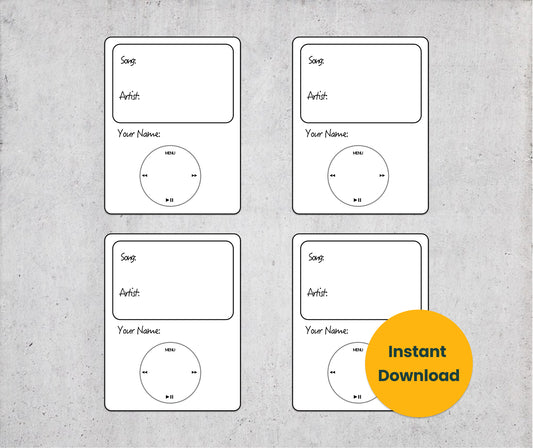 Karaoke Song Request Cards - iPod Sheet of 12 [PDF, Digital Download]