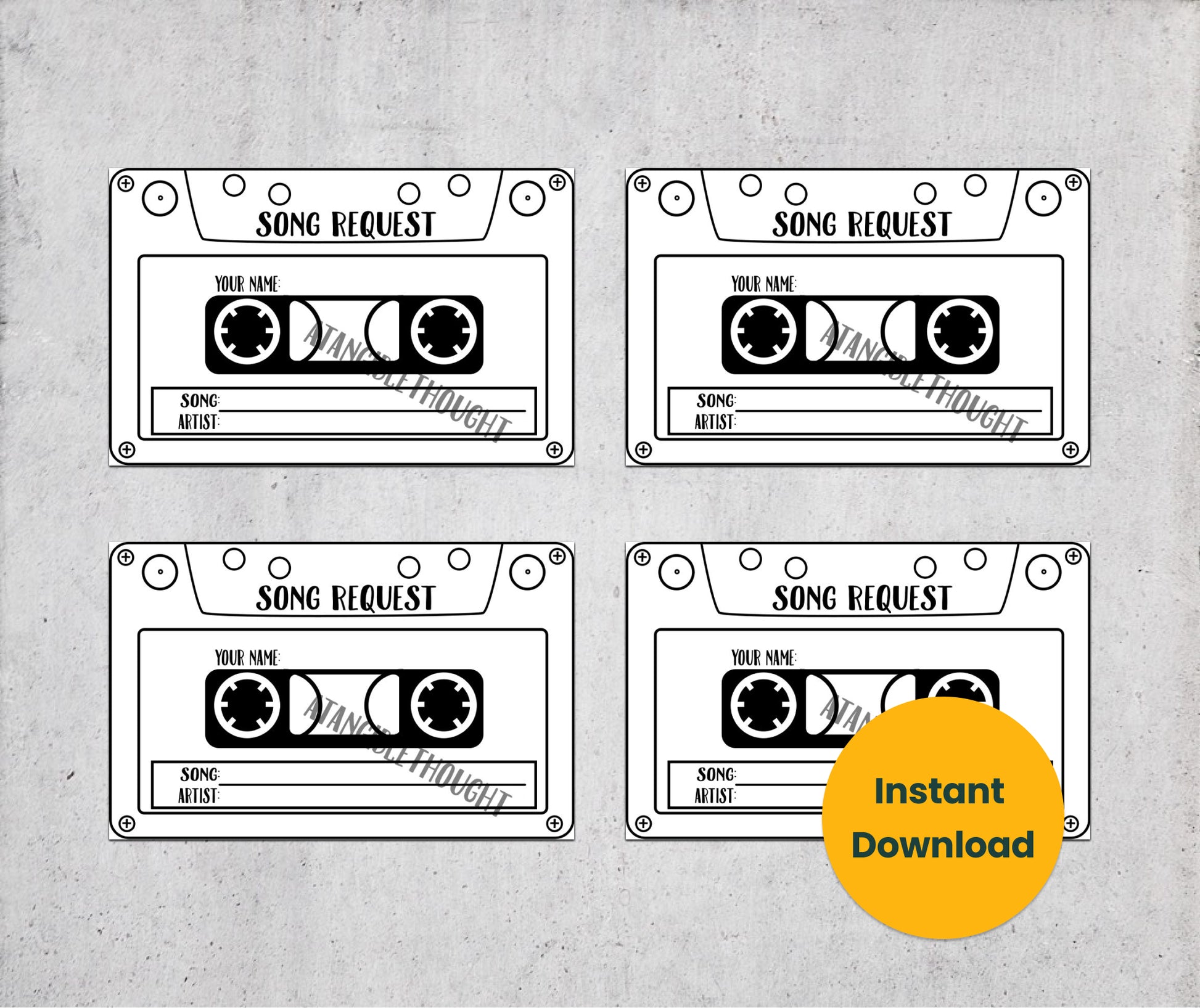 karaoke-song-request-cards-tape-cassette-sheet-of-12-pdf-digital-a-tangible-thought for Free Printable Karaoke Song Request Slips Template Karaoke Song Request Cards - Tape Cassette - Sheet of 12 [PDF, Digital – A Tangible Thought for Free Printable Karaoke Song Request Slips Template